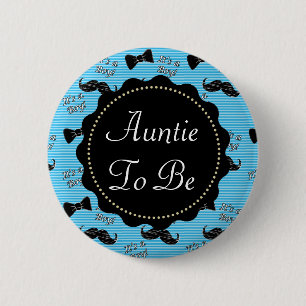 Chapa Redonda De 5 Cm Tía ser Blue Mustache Bowtie Baby Shower