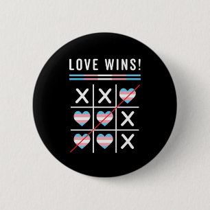 Chapa Redonda De 5 Cm Tic Tac Toe el amor gana Orgullo Transgénero LGBTQ