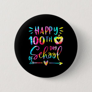 Chapa Redonda De 5 Cm Tie Dye Happy 100 Day School Profesora 100