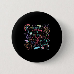 Chapa Redonda De 5 Cm Tie Dye Happy First Day To School De Vuelta A La E
