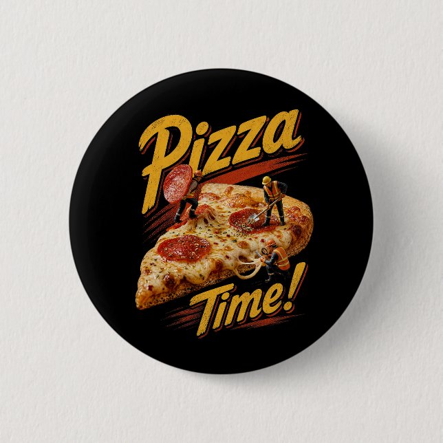 Chapa Redonda De 5 Cm ¡Tiempo de Pizza! (Anverso)