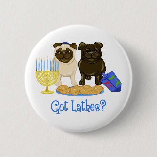 Chapa Redonda De 5 Cm ¿Tienes latkes? Botones de Hanukkah Pug