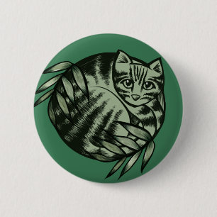 Chapa Redonda De 5 Cm Tierra Naturaleza Tigre Stripe Tabby Cat Art