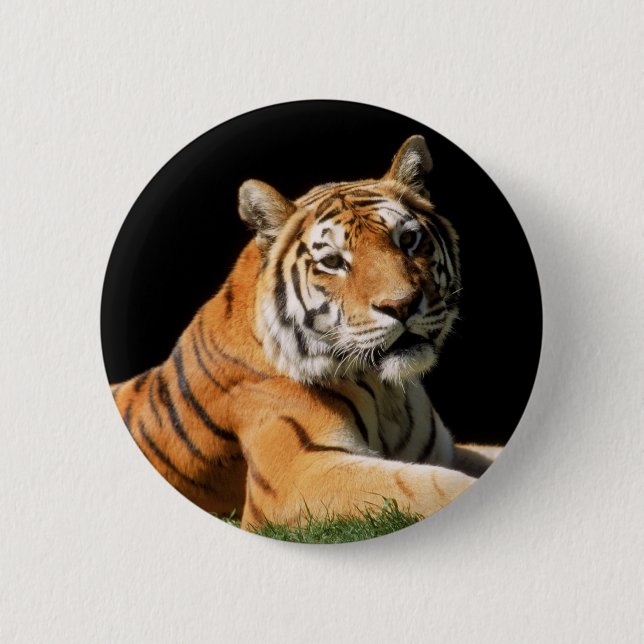 Chapa Redonda De 5 Cm Tiger Closeup (Anverso)