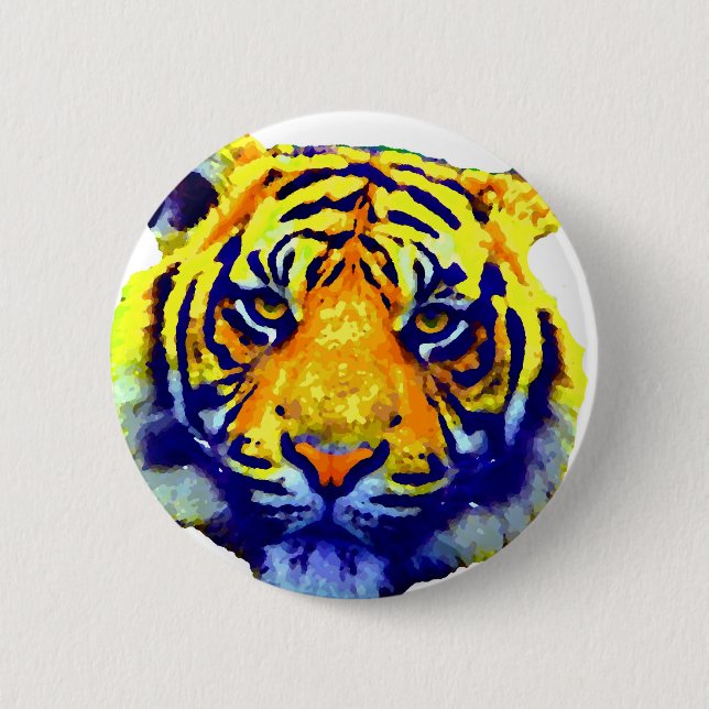 Chapa Redonda De 5 Cm Tiger Eyes Pop Art (Anverso)