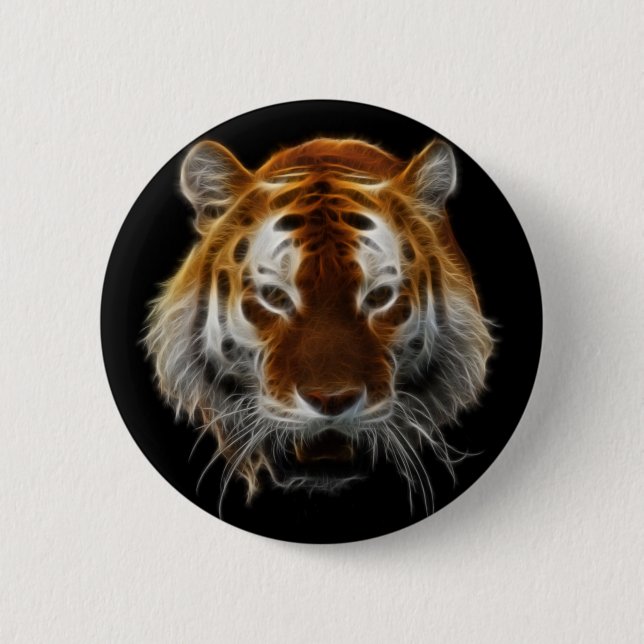 Chapa Redonda De 5 Cm Tiger Fractal (Anverso)