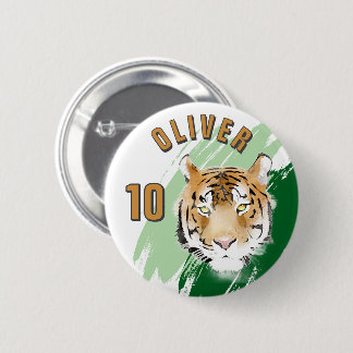 Chapa Redonda De 5 Cm Tiger Head Watercolor Name Birthday Party