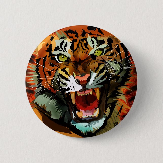 Chapa Redonda De 5 Cm Tiger Roar (Anverso)