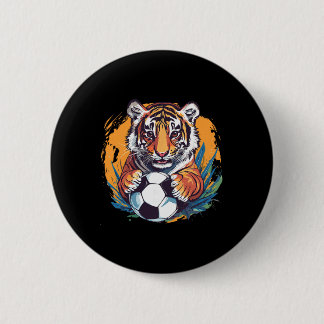Chapa Redonda De 5 Cm Tiger Soccer Byll Fierce Jungle Animal 