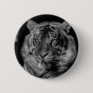Chapa Redonda De 5 Cm Tigre blanco y negro