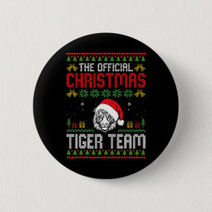 Chapa Redonda De 5 Cm Tigre con sombrero de Santa Luces de Navidad Feliz