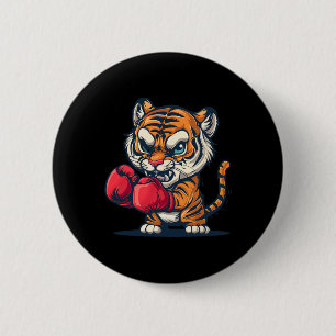 Chapa Redonda De 5 Cm Tigre de boxeo con guantes de boxeo Kickboxing div