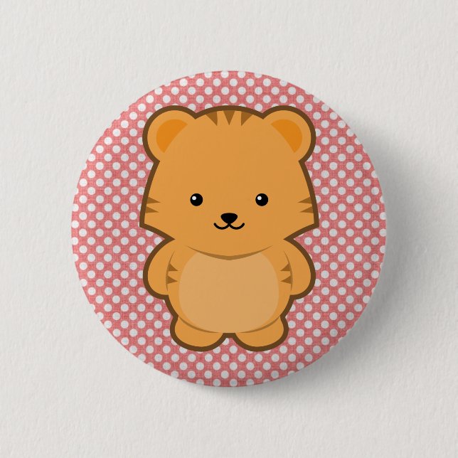 Chapa Redonda De 5 Cm Tigre de Kawaii (Anverso)