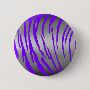 Chapa Redonda De 5 Cm Tigre de plata tiras Purple