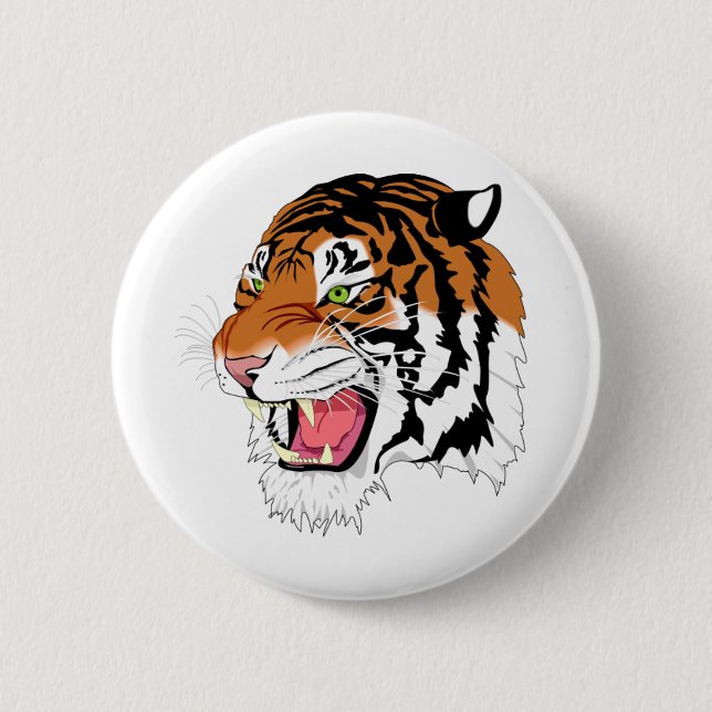 Chapa Redonda De 5 Cm Tigre feroz (Anverso)