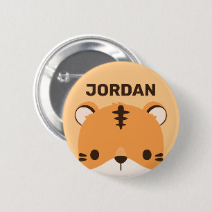 Chapa Redonda De 5 Cm Tigre lindo con nombre personalizado