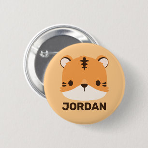 Chapa Redonda De 5 Cm Tigre lindo con nombre personalizado