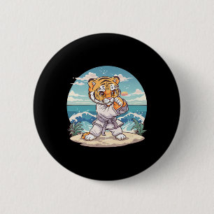 Chapa Redonda De 5 Cm Tigre lindo de karate Kickboxing Taekwondo Jiu-jit