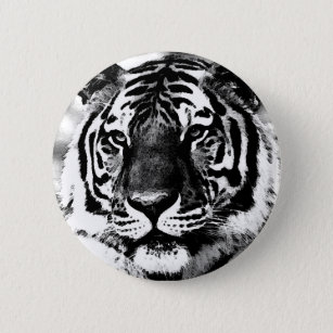 Chapa Redonda De 5 Cm Tigre negro y blanco