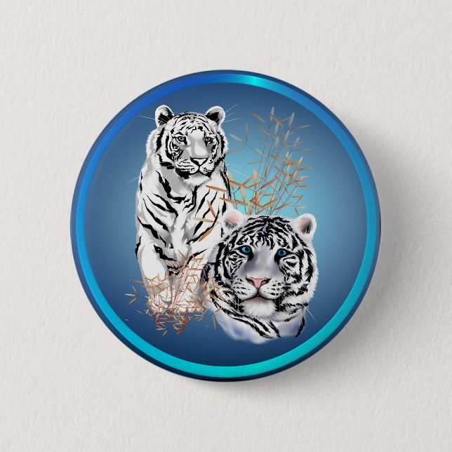 Chapa Redonda De 5 Cm Tigres blancos - botones (Anverso)