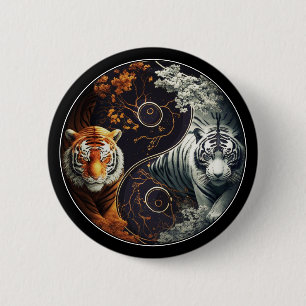 Chapa Redonda De 5 Cm Tigres Yin Yang