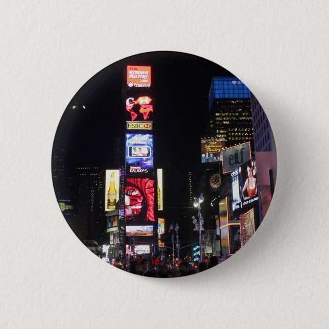 Chapa Redonda De 5 Cm Times Square New York (Anverso)