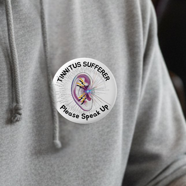Chapa Redonda De 5 Cm  Tinnitus Sufferer Please Speak Up Hearing Conditi (Subido por el creador)