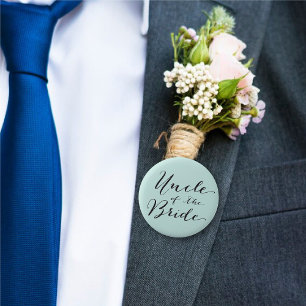 Chapa Redonda De 5 Cm Tío de la Novia Guión Azul Claro Fiesta de Boda