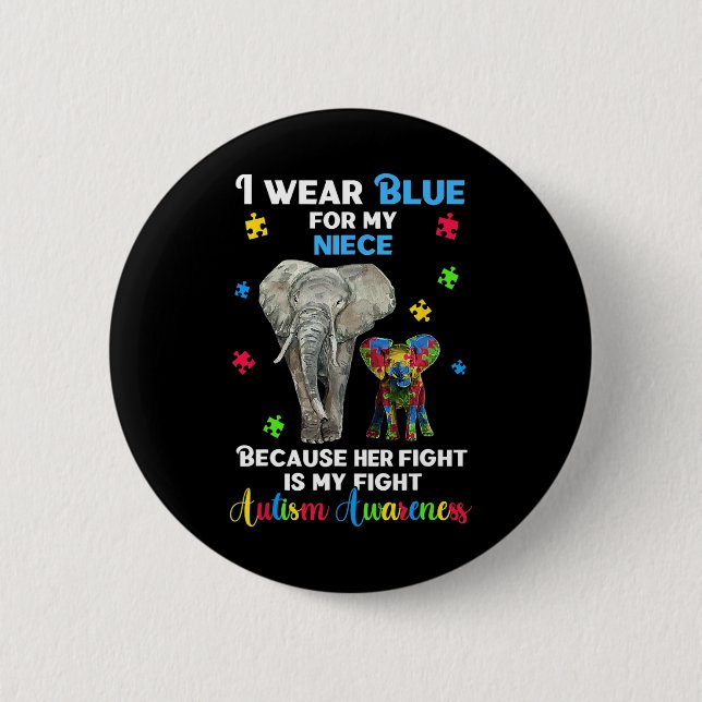 Chapa Redonda De 5 Cm Tío tía Autismo Conciencia (Anverso)