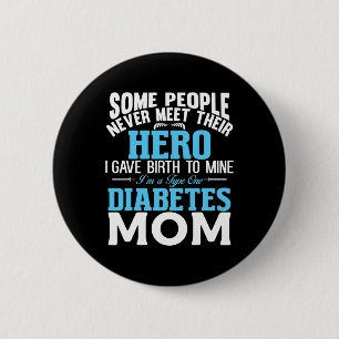 Chapa Redonda De 5 Cm Tipo 1 Diabetes Mamá Madre T1d Conciencia sobre la