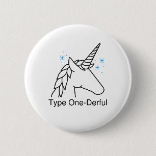 Chapa Redonda De 5 Cm Tipo 1 Diabetes T1D Tipo unicornio Maravilloso