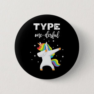 Chapa Redonda De 5 Cm Tipo Maravilloso Dabbing Unicorn Diabetes Sensibil
