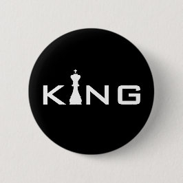 Chapa Redonda De 5 Cm Tipografía Cool King Jugador de Ajedrez