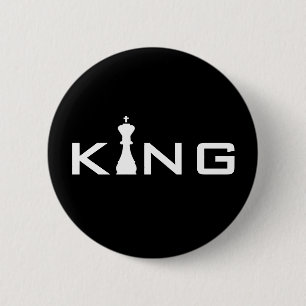Chapa Redonda De 5 Cm Tipografía Cool King Jugador de Ajedrez