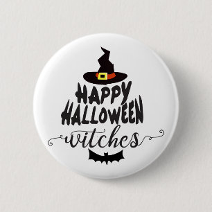 Chapa Redonda De 5 Cm Tipografía de brujas de Halloween feliz Halloween