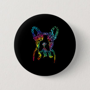 Chapa Redonda De 5 Cm Tipografía de Bulldog Tie Dye Arte de Palabras Fre