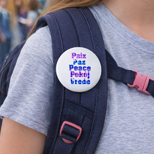 Chapa Redonda De 5 Cm Tipografía de corazón pastel de paz en muchos idio