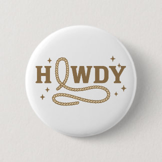 Chapa Redonda De 5 Cm Tipografía de cuerda western retro Howdy