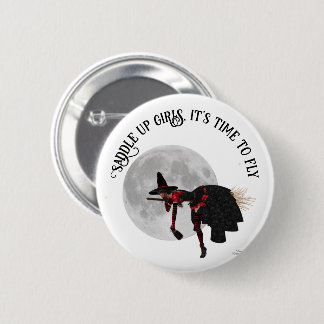 Chapa Redonda De 5 Cm Tipsy Witch On Flying Broom Pin Button