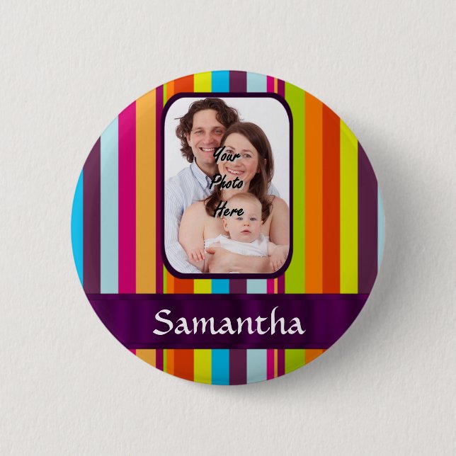 Chapa Redonda De 5 Cm Tira de caramelo multicolor (Anverso)