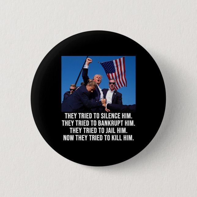 Chapa Redonda De 5 Cm Tiroteo en la taza de Donald Trump - Nunca rendirs (Anverso)