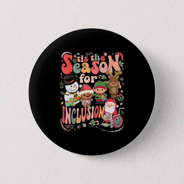Chapa Redonda De 5 Cm Tis The Season For Inclusion Christmas Sped Teache (Anverso)