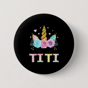 Chapa Redonda De 5 Cm Titi Unicornio Floral Cumpleaños Niña Familia a Ju