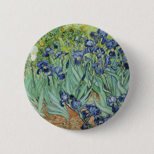 Chapa Redonda De 5 Cm Todavía de Van Gogh vida: Florero con los iris