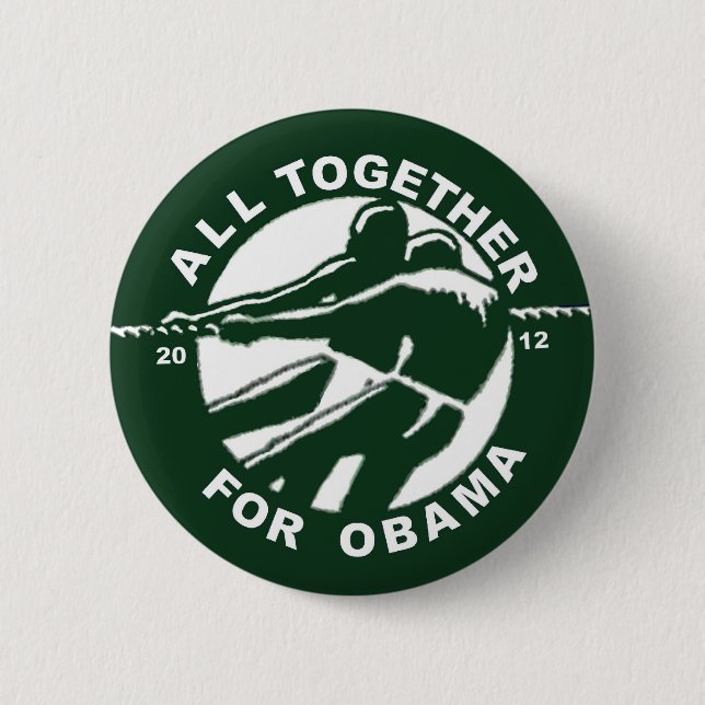 Chapa Redonda De 5 Cm Todos junta para Obama 2012 (versión) (Anverso)