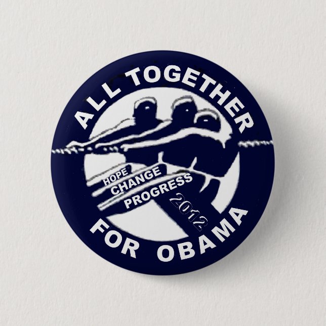 Chapa Redonda De 5 Cm Todos junto para Obama 2012 (Anverso)
