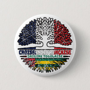 Chapa Redonda De 5 Cm Togo Togolés Francés Francia Raíces Árbol Bandera