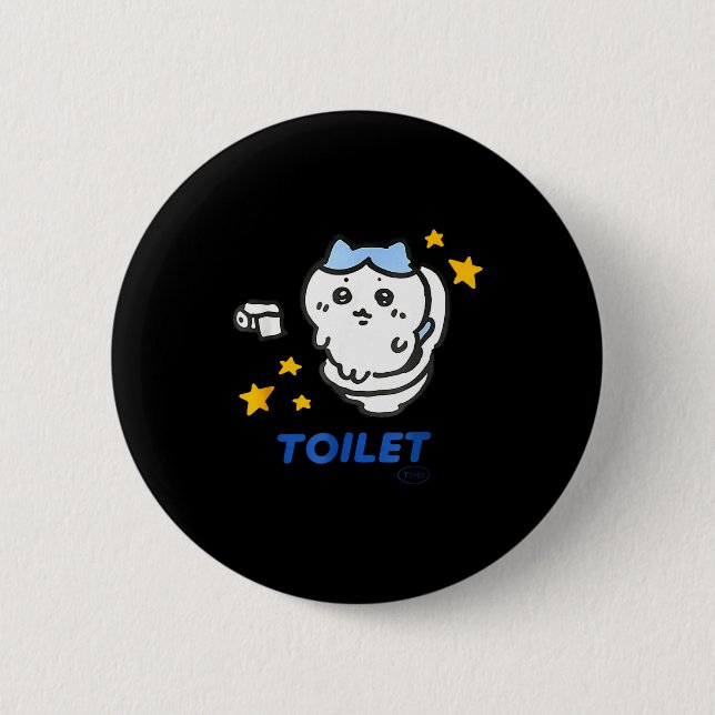 Chapa Redonda De 5 Cm Toilet Time Chikawa Meme Funny Tee  (Anverso)