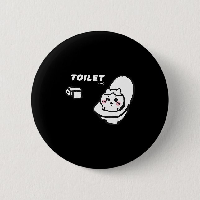 Chapa Redonda De 5 Cm Toilet Time Chikawa Meme Tee  (Anverso)