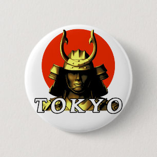 Chapa Redonda De 5 Cm Tokio Samurai Japón